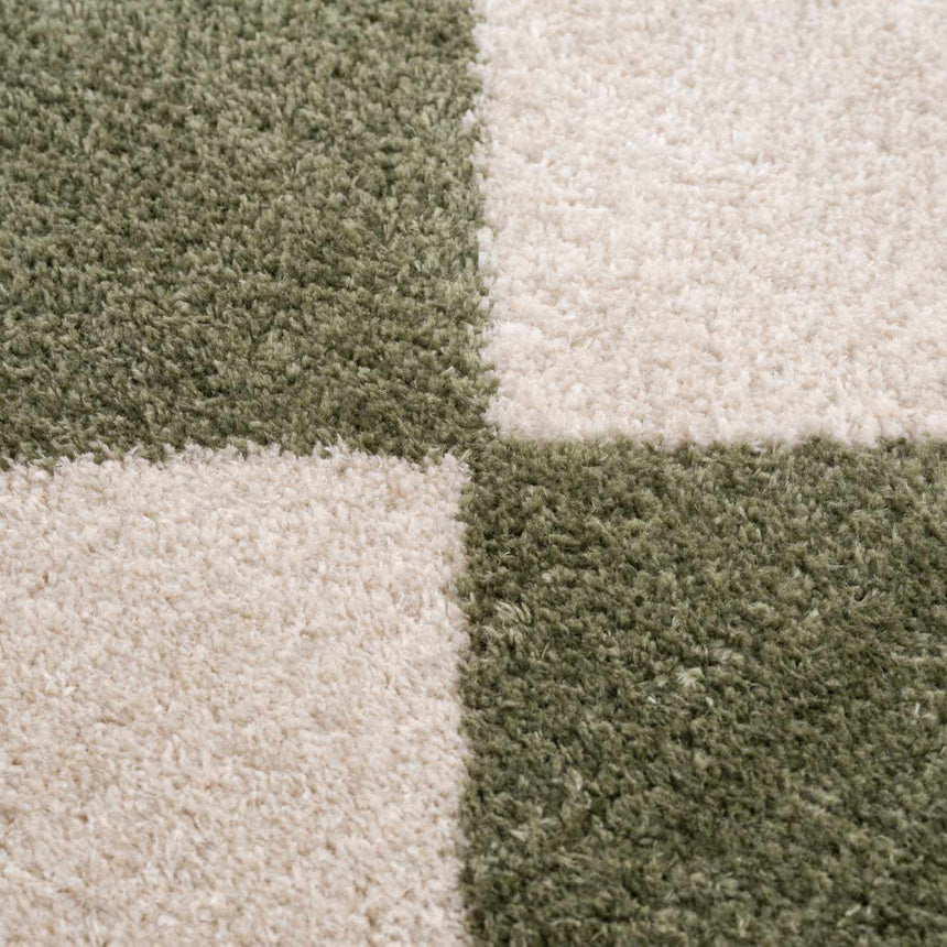 Arilla Green Washable Diamond Area Rug
