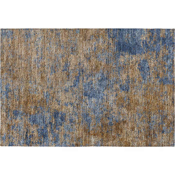 Close-up of the Dalyn Luxury Kochi KC2 Navy Area Rug featuring a textured beige and blue abstract pattern.