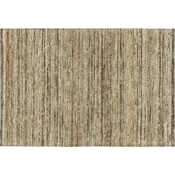 Close-up of the Dalyn Luxury Kochi KC3 Mocha area rug showing its caramel, fudge, and light brown vertical stripes.