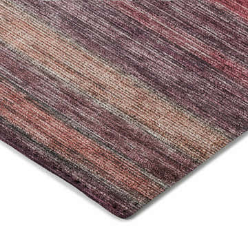 Close-up of the Dalyn Luxury Kochi KC5 Merlot Area Rug, showing its beige, blush pink, and merlot striped pattern.