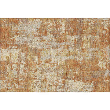 Close-up of the Dalyn Luxury Kochi KC7 Copper Area Rug. Beige, caramel, gold, and taupe abstract pattern.