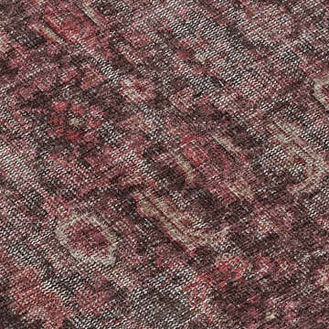 Close-up of the Dalyn Karaj KJ3 Pink Washable Area Rug, showing its blush pink, taupe, and silver gray traditional pattern.