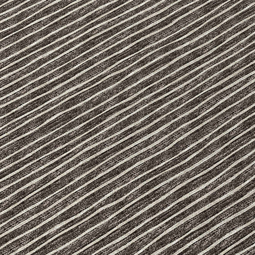Close-up of the Dalyn Laidley LA1 Chocolate Washable Area Rug, featuring a beige and brown striped pattern.