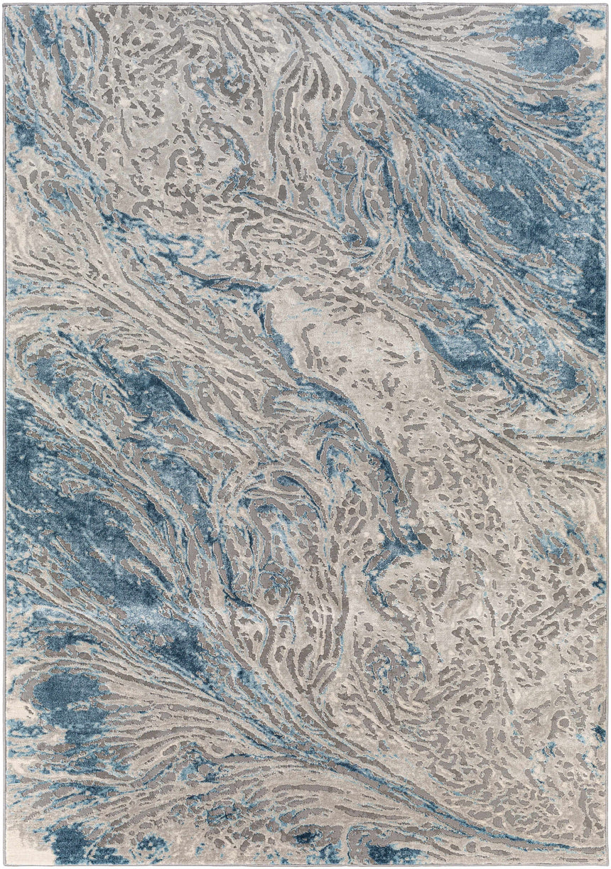Lambton Blue Marble Area Rug - Clearance