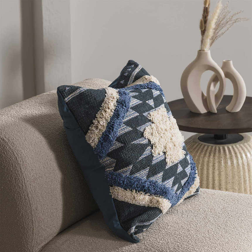 Shepardsville Navy Kilim Pattern Throw Pillow