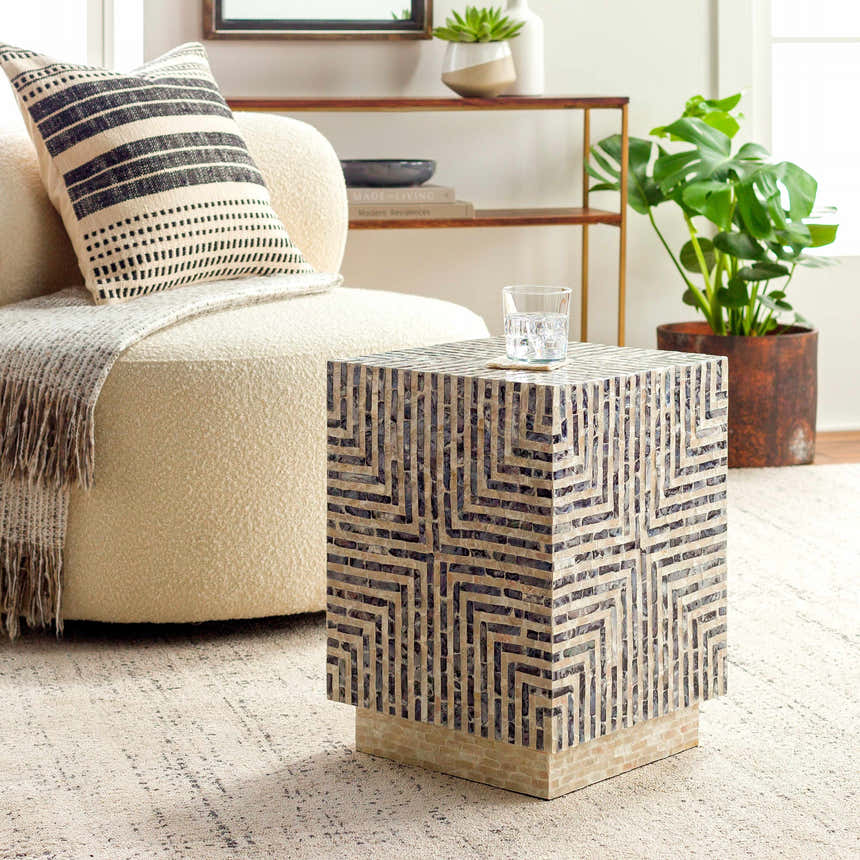 Lipayran Geometric Mosaic Pattern End Table