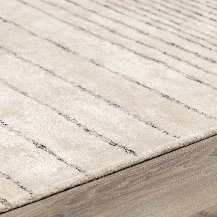 Ellisburg Striped Cream Faux Silk Rug