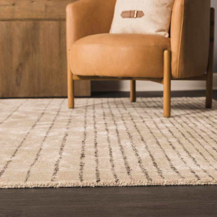Ellisburg Striped Cream Faux Silk Rug