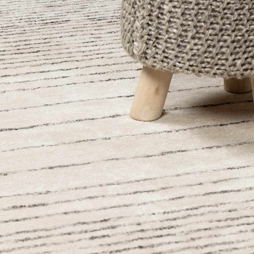 Ellisburg Striped Cream Faux Silk Rug