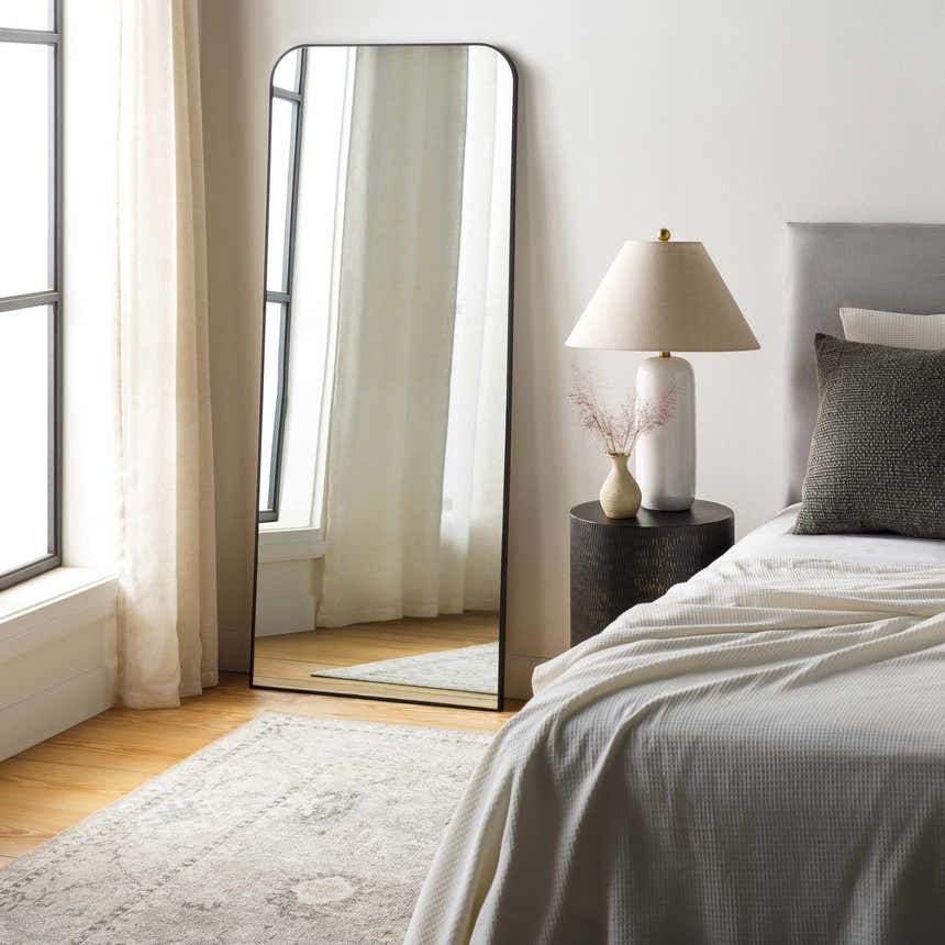 Lavezzola Black Frame Rounded Corners Mirror