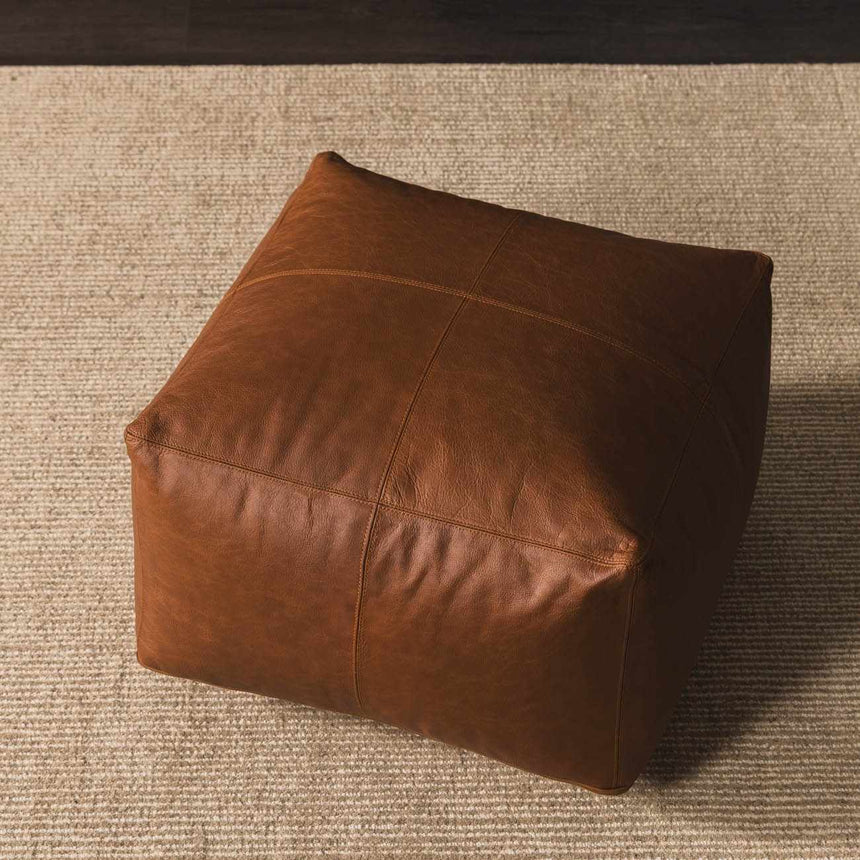 Barrington Leather Ottoman Pouf