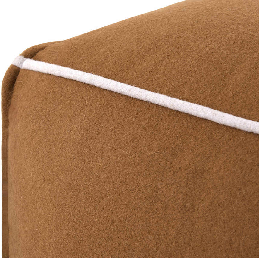 Lusaa Tan Wool Pouf Ottoman