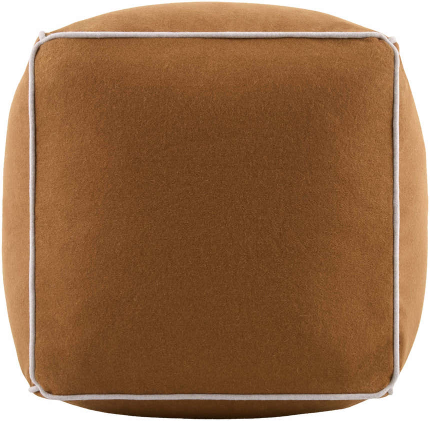 Lusaa Tan Wool Pouf Ottoman