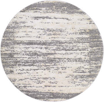 Round Mikana Beige Tibetan Rug with a contemporary beige and charcoal abstract design. Design-Round-53