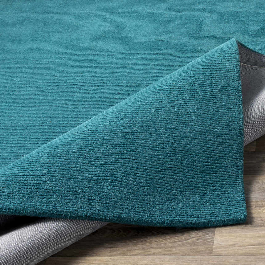 Made to Order Custom Size Brockton Solid Wool Teal Area Rug