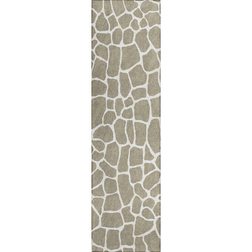 Close-up of Dalyn Mali ML4 Stone Washable Area Rug. Chestnut and ivory stones pattern. Casual style, machine-made.
