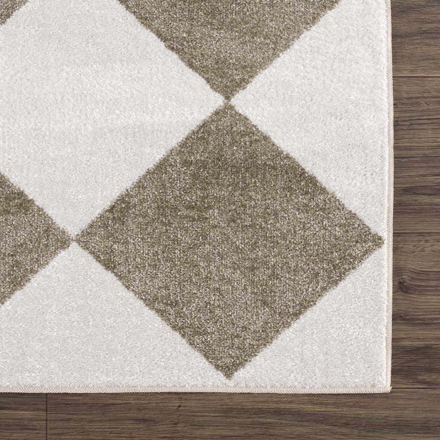 Sample Ulric Green Diamond Washable Area Rug