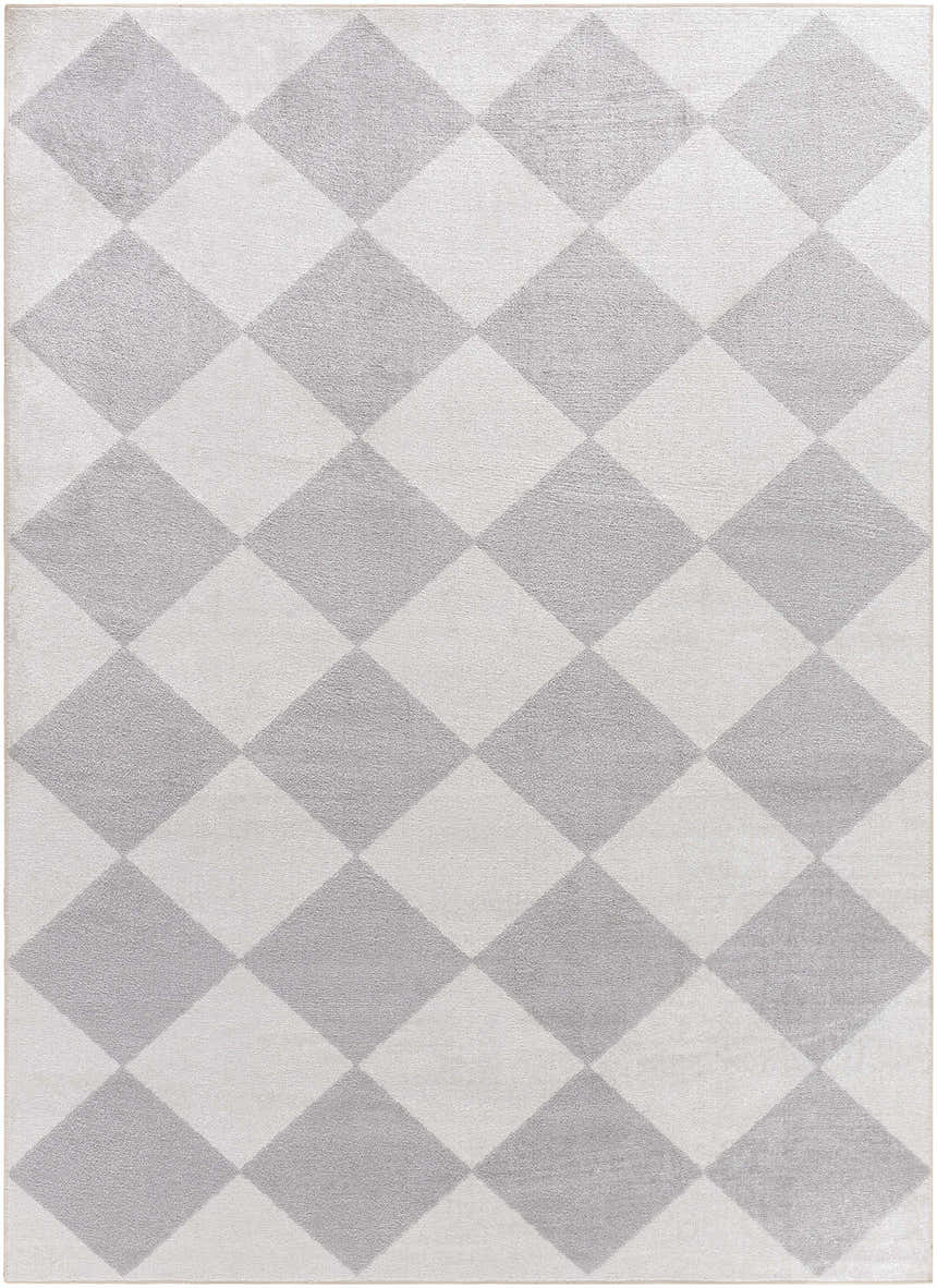 Sample Ulric Light Gray Diamond Washable Area Rug