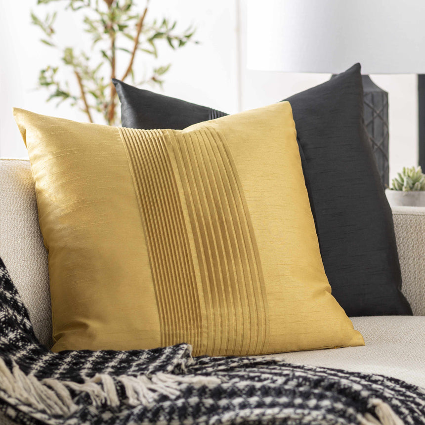 Monolith Mustard Pleated Throw Pillow