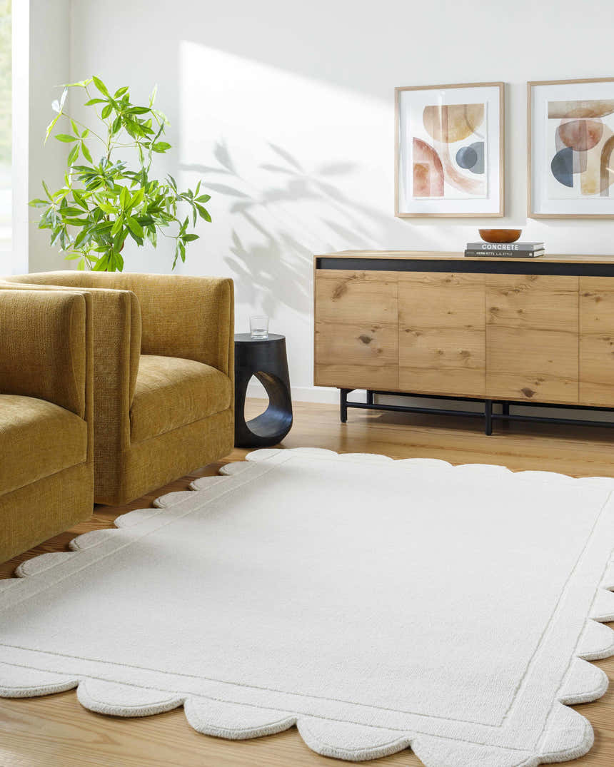 Made to Order Custom Size Uhuro White Geometric Area Rug