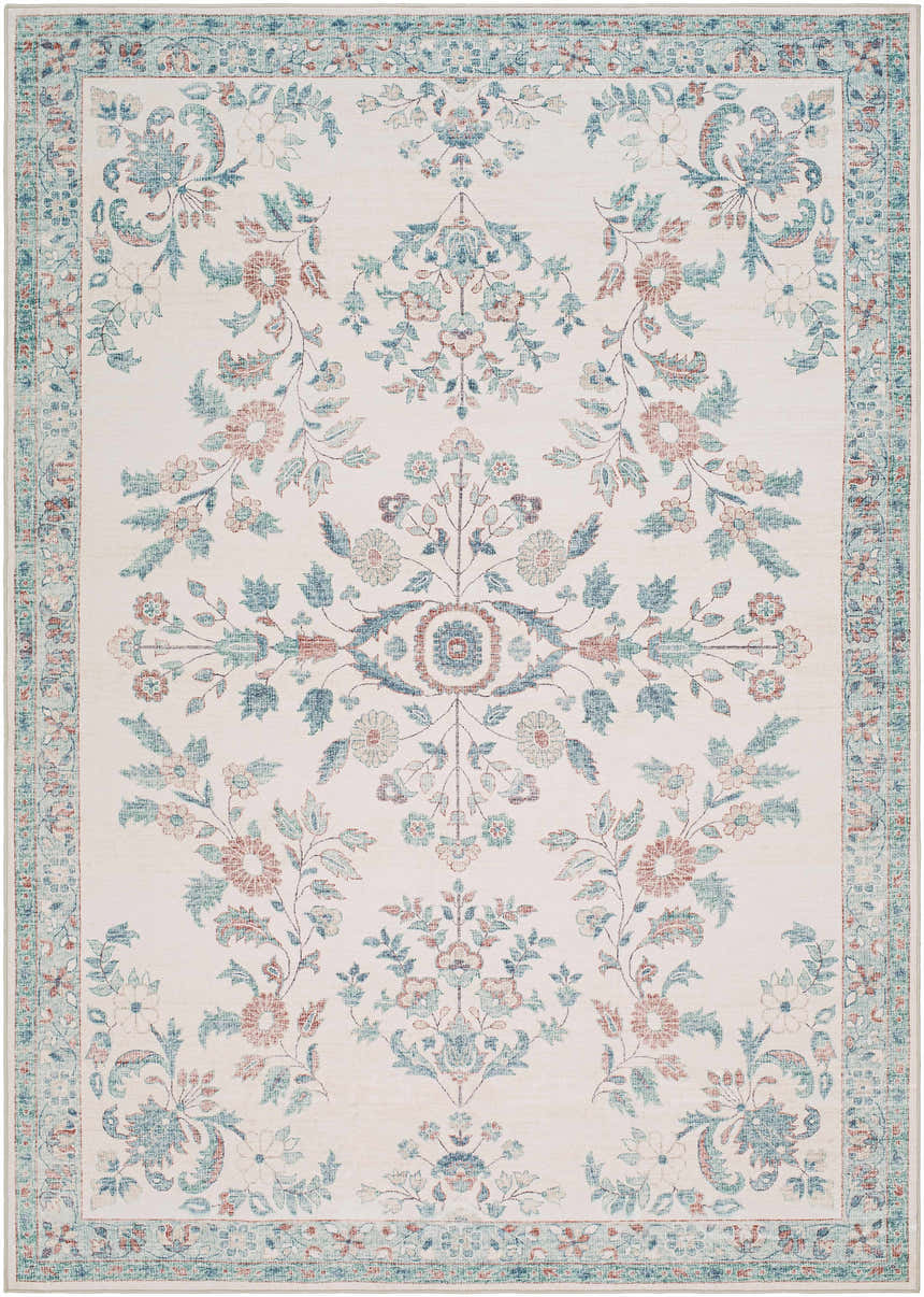 Sample Meyly Pink & Green Washable Area Rug