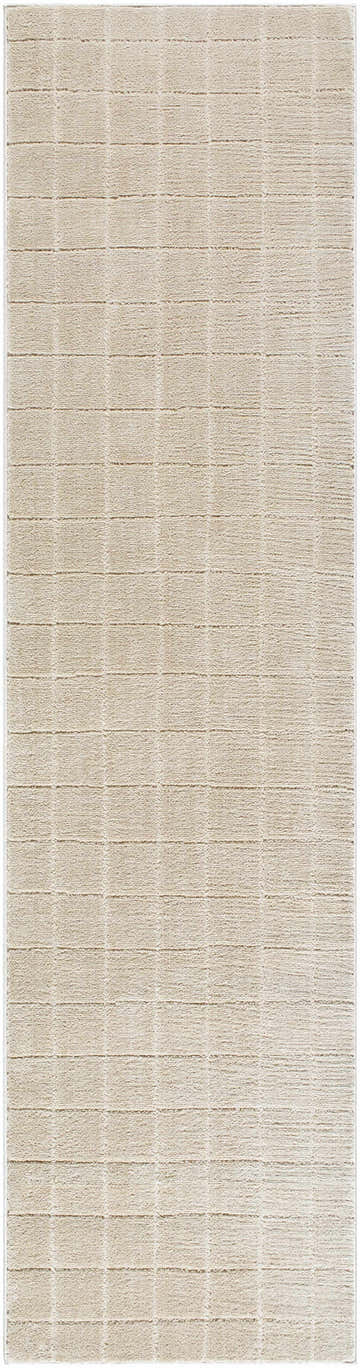 Beige Cascade Machine Woven PNW Home x LIVABLISS area rug with a subtle, raised grid pattern and soft texture. Design-Runner-2710