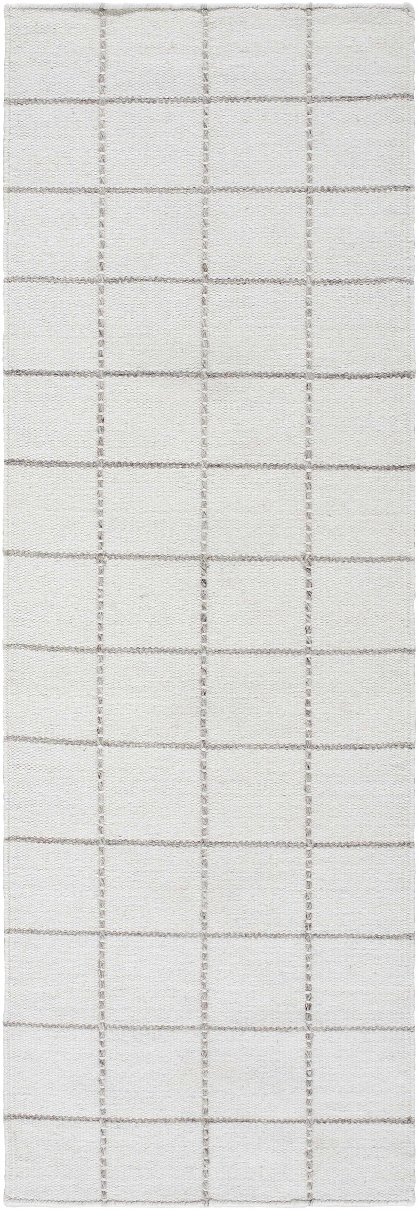Nissa White Gray Checkered Wool Rug