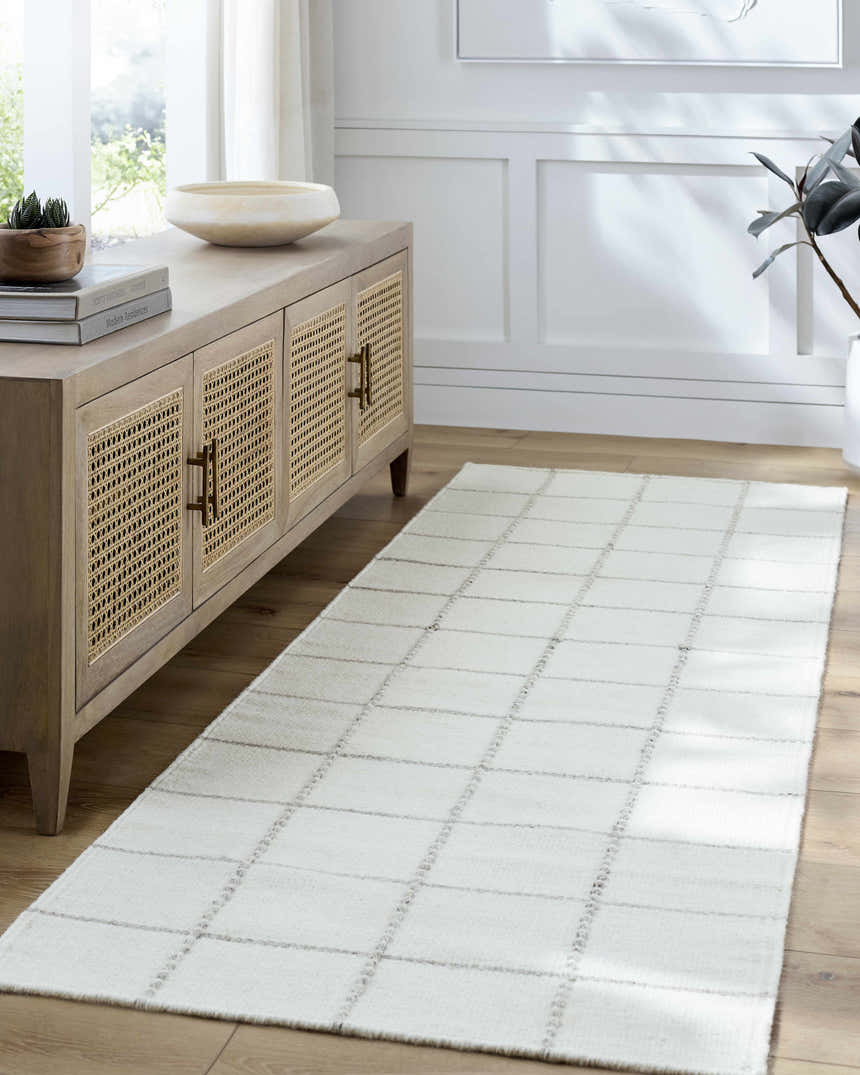 Made to Order Custom Size Nissa White Gray Checkered Area Rug