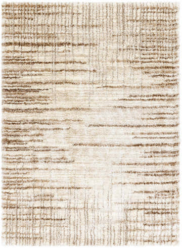Close-up of the Nelia Area Rug featuring a textured beige and light brown horizontal striped pattern. Design-Rectangle-537