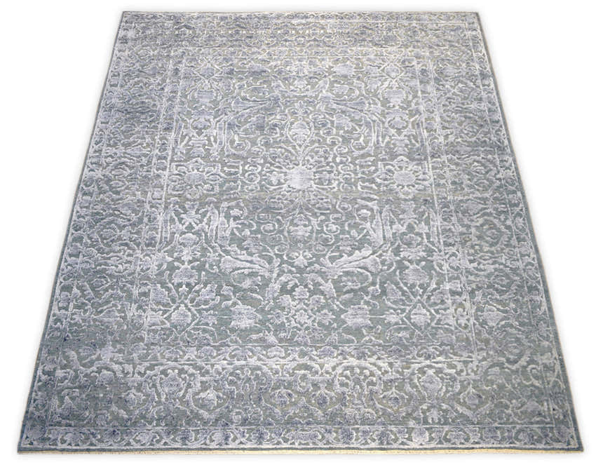 8'x10' Modern Hand made Hand-spun wool and Handspun Bamboo Silk Area Rug | The Rug Decor | TRD2021810