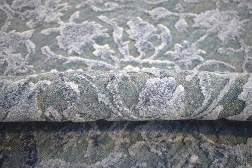 8'x10' Modern Hand made Hand-spun wool and Handspun Bamboo Silk Area Rug | The Rug Decor | TRD2021810