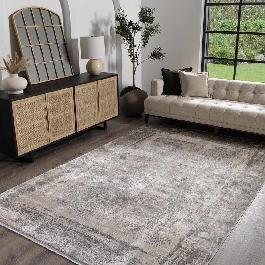 Nori Luxury Fringed Faux Silk Rug
