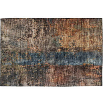 Textured Dalyn Nouveau NV12 Blue Washable Area Rug with beige, caramel, and gold tones. Contemporary style.