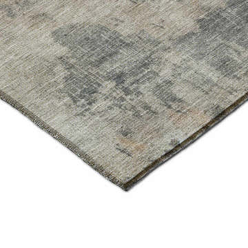 Close-up of Dalyn Nouveau NV16 Coffee Washable Area Rug. Beige, coffee, and dark brown contemporary pattern.