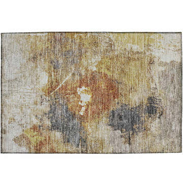 Dalyn Nouveau NV7 Taupe Washable Area Rug with beige, gold, ivory, light blue, and paprika abstract design.