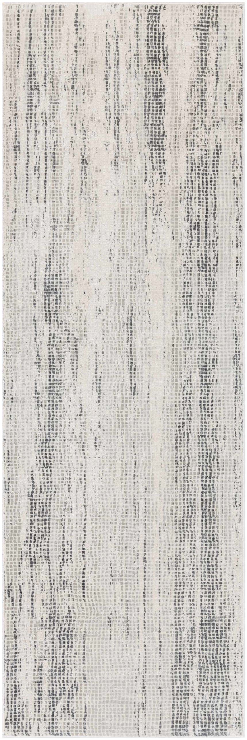 Close-up of Livabliss Aisha Surya AIS-2304 area rug. Contemporary style with charcoal, gray, light gray, and off-white colors. Design-Runner-2777