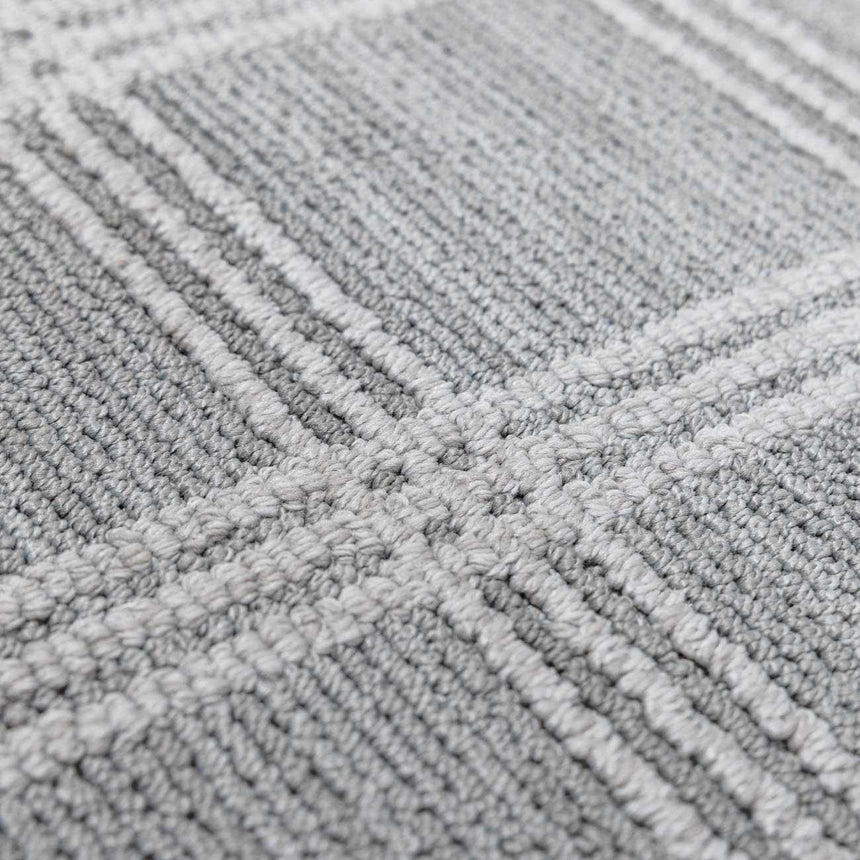 Oretha Light Gray Checkered Cut and Sew Custom Rug