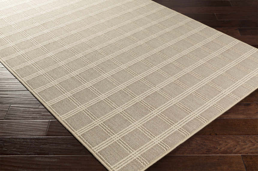 Oretha Dark Beige Checkered Cut and Sew Custom Rug