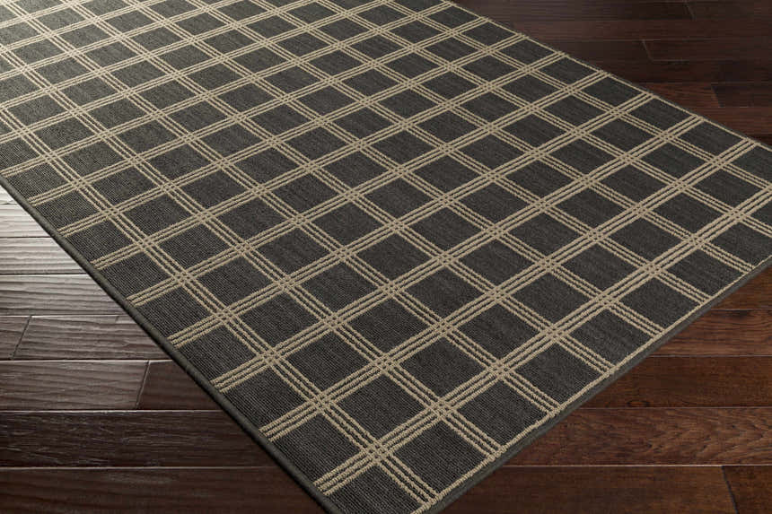 Oretha Charcoal Checkered Cut and Sew Custom Rug