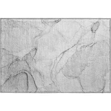 Dalyn Luxury Odyssey OY13 Gray Washable Area Rug with a silver gray and taupe abstract pattern. Machine-made polyester rug.