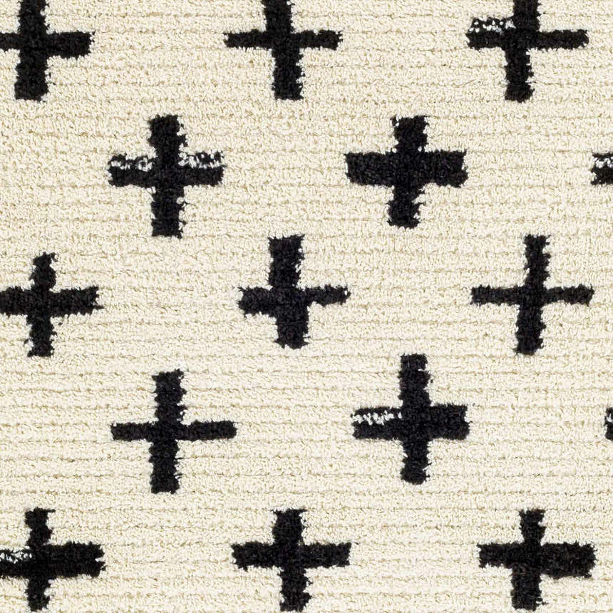 Sample Anda Black on White Moroccan Plush Rug - Clearance