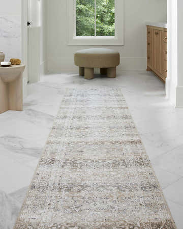 Our PNW Home Rainier Damask Light Brown Washable Rug