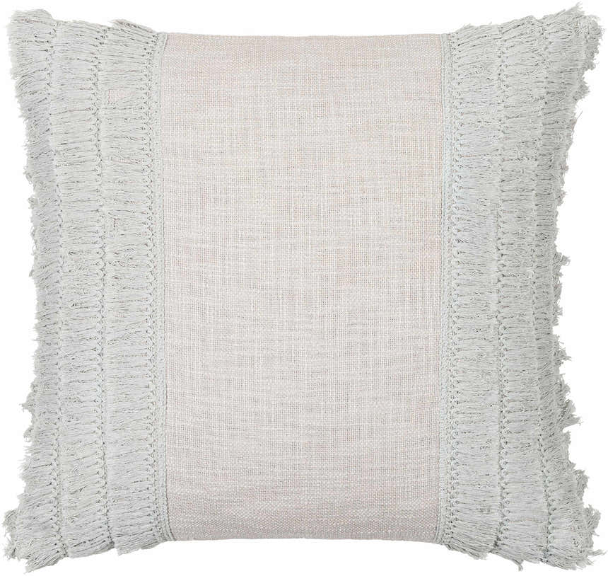 Pototan Light Gray Fringe Texture Throw Pillow - Clearance