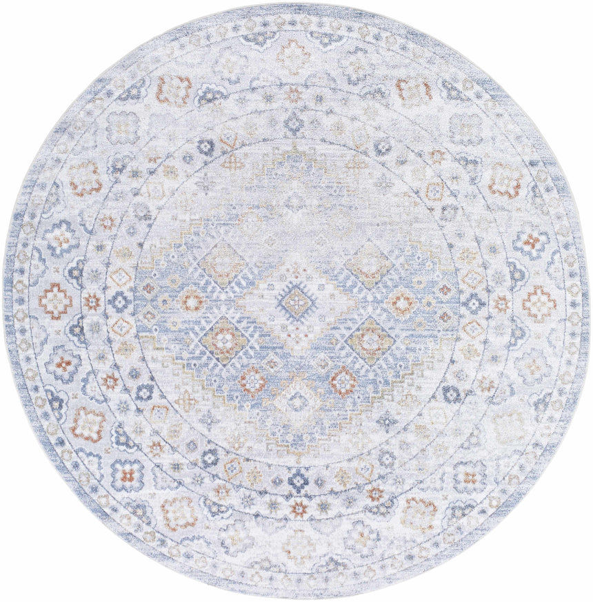 Agaton Blue Washable Area Rug