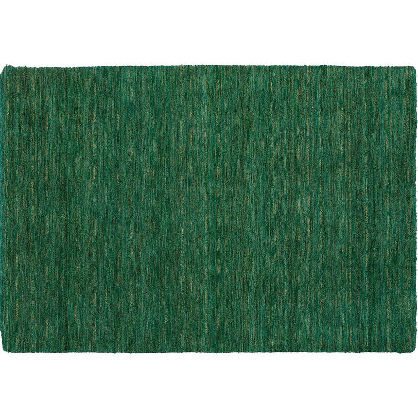 Close-up of the hand-loomed Dalyn Rafia RF100 Emerald area rug. Light green wool and cotton texture.