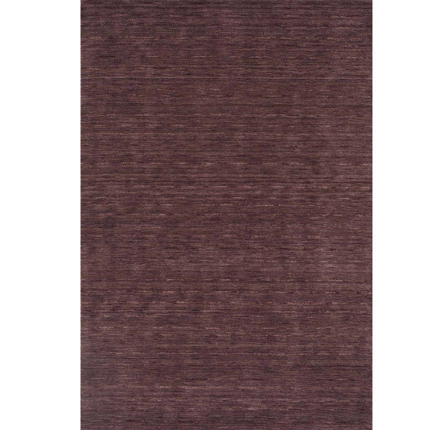 Close-up of the Dalyn Rafia RF100 Plum Area Rug. Dark purple wool rug with a subtle, horizontal texture.