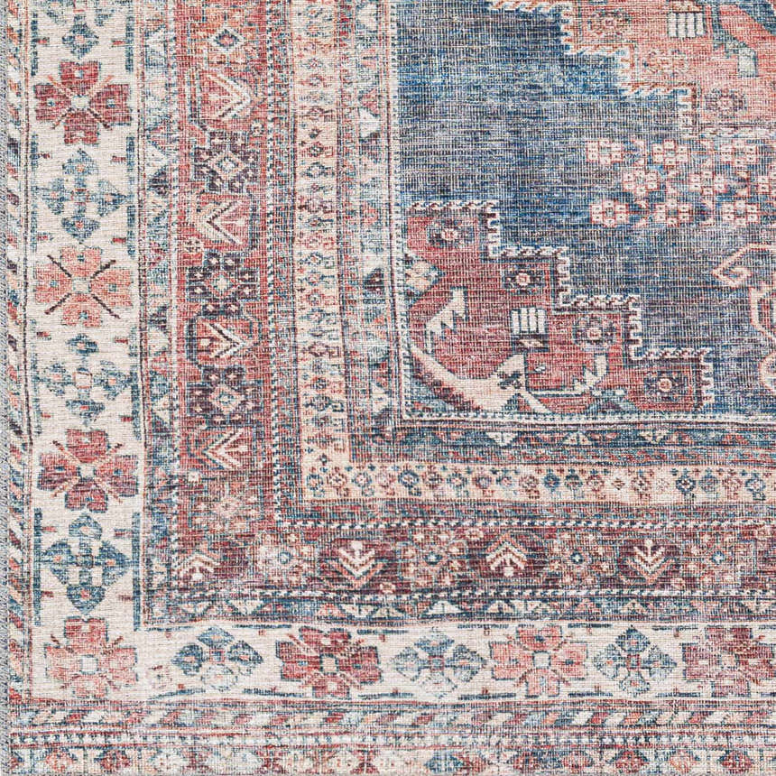 Sample Baltinglass Rust & Blue Washable Area Rug - Clearance