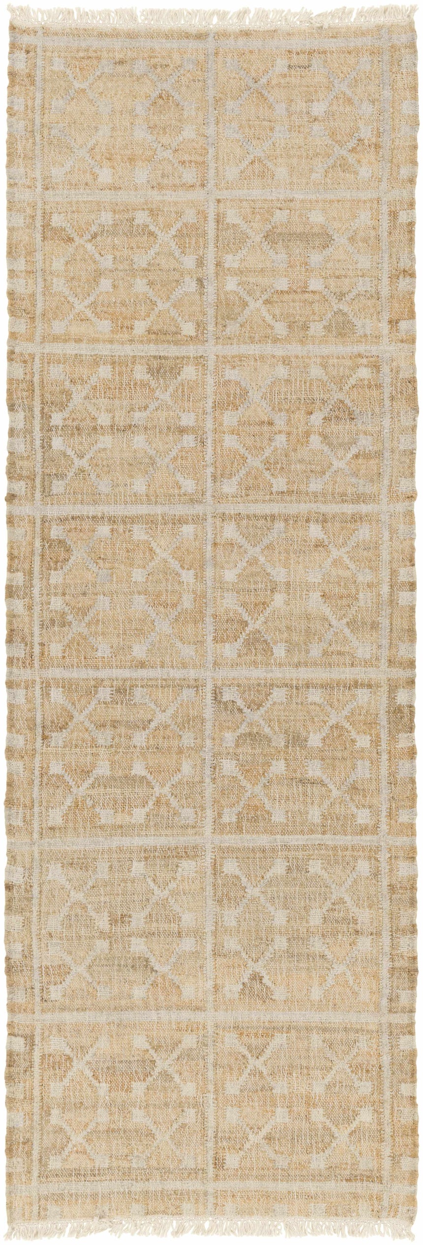 Rice Handcrafted Fringed Jute Carpet