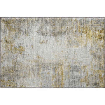 Close-up of Dalyn Luxury Ravenna RN1 Taupe Washable Area Rug. Beige, gold, and gray abstract pattern and texture.