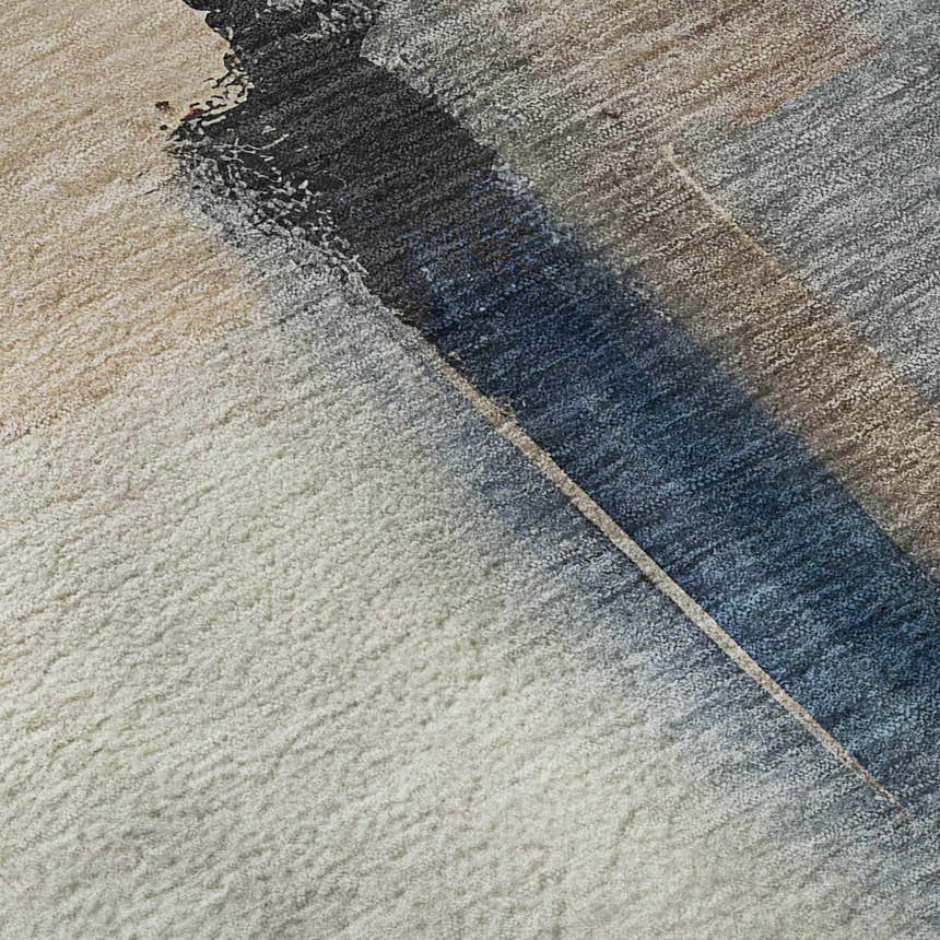 Close up of the Dalyn Luxury Ravenna RN9 Blue Washable Area Rug, showing texture and color variations.